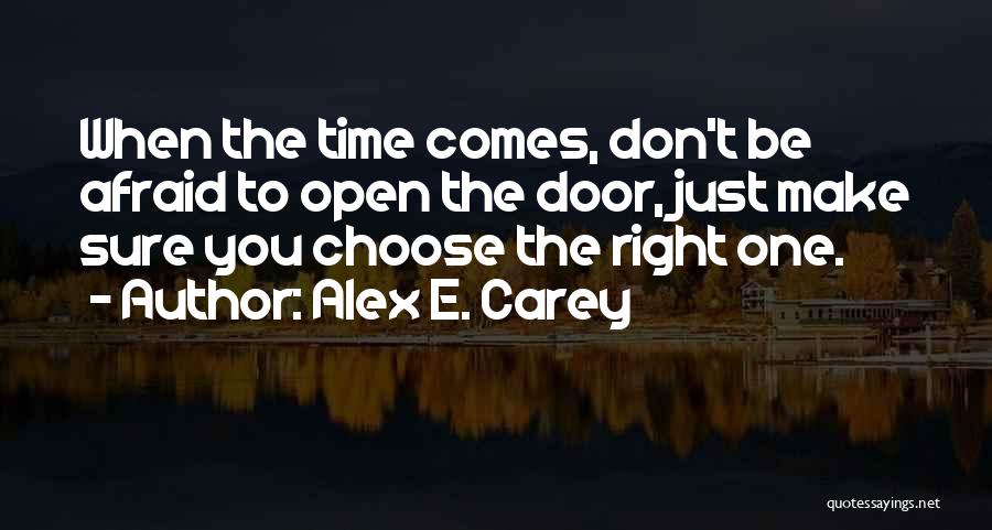 Alex E. Carey Quotes: When The Time Comes, Don't Be Afraid To Open The Door, Just Make Sure You Choose The Right One.