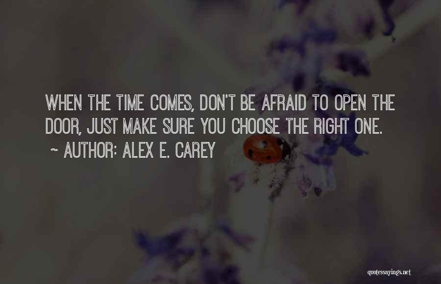Alex E. Carey Quotes: When The Time Comes, Don't Be Afraid To Open The Door, Just Make Sure You Choose The Right One.
