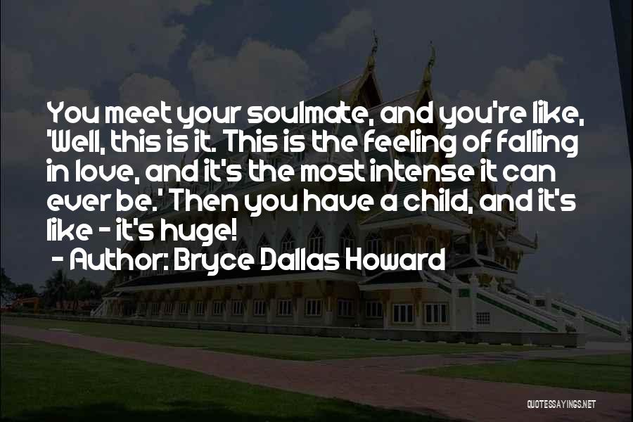 Bryce Dallas Howard Quotes: You Meet Your Soulmate, And You're Like, 'well, This Is It. This Is The Feeling Of Falling In Love, And