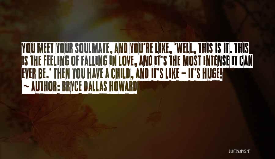 Bryce Dallas Howard Quotes: You Meet Your Soulmate, And You're Like, 'well, This Is It. This Is The Feeling Of Falling In Love, And