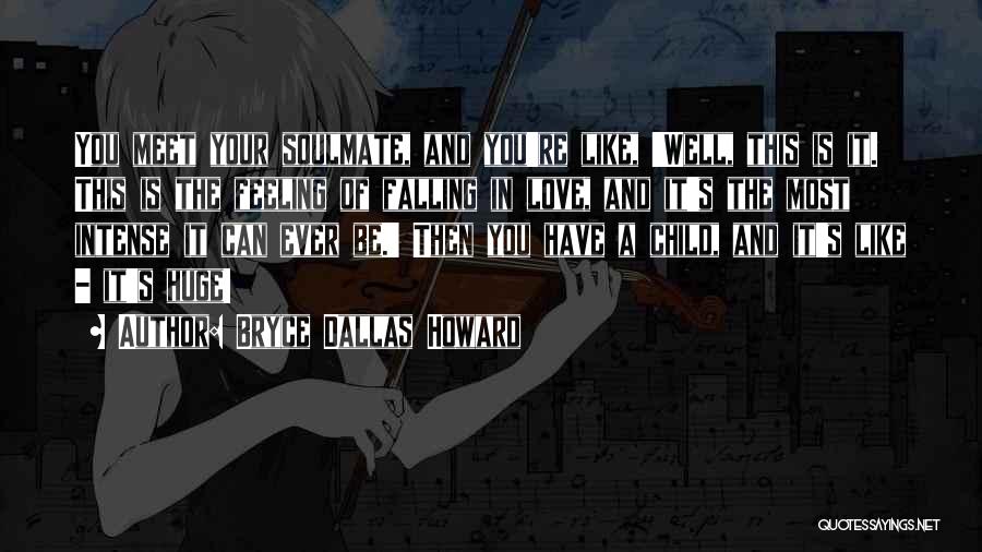 Bryce Dallas Howard Quotes: You Meet Your Soulmate, And You're Like, 'well, This Is It. This Is The Feeling Of Falling In Love, And