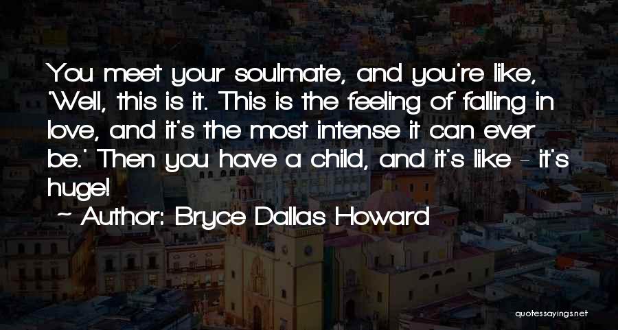 Bryce Dallas Howard Quotes: You Meet Your Soulmate, And You're Like, 'well, This Is It. This Is The Feeling Of Falling In Love, And