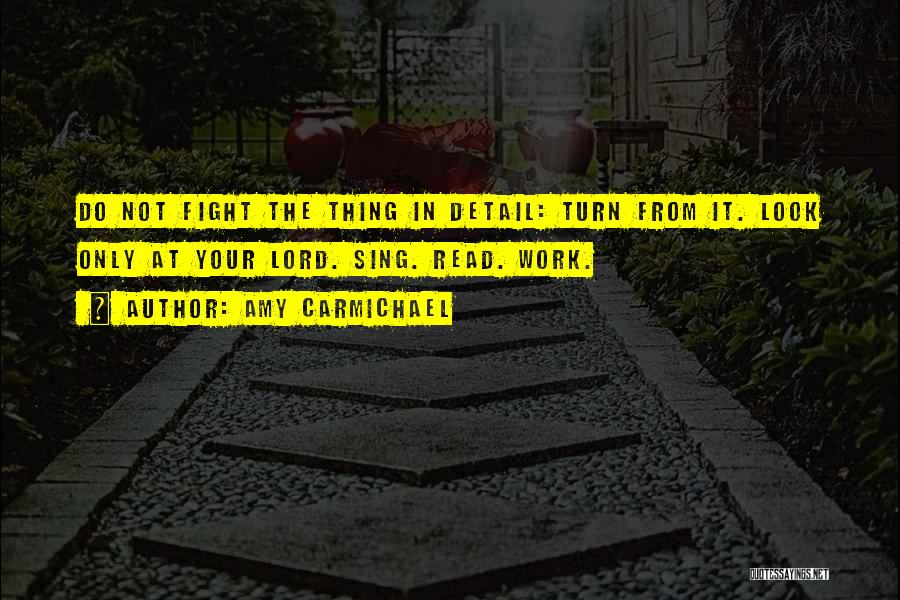 Amy Carmichael Quotes: Do Not Fight The Thing In Detail: Turn From It. Look Only At Your Lord. Sing. Read. Work.