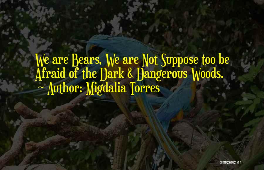 Migdalia Torres Quotes: We Are Bears, We Are Not Suppose Too Be Afraid Of The Dark & Dangerous Woods.