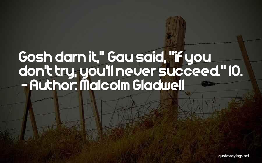 Malcolm Gladwell Quotes: Gosh Darn It, Gau Said, If You Don't Try, You'll Never Succeed. 10.