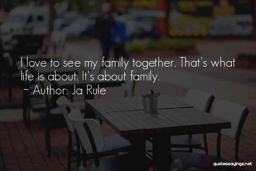 Ja Rule Quotes: I Love To See My Family Together. That's What Life Is About. It's About Family.