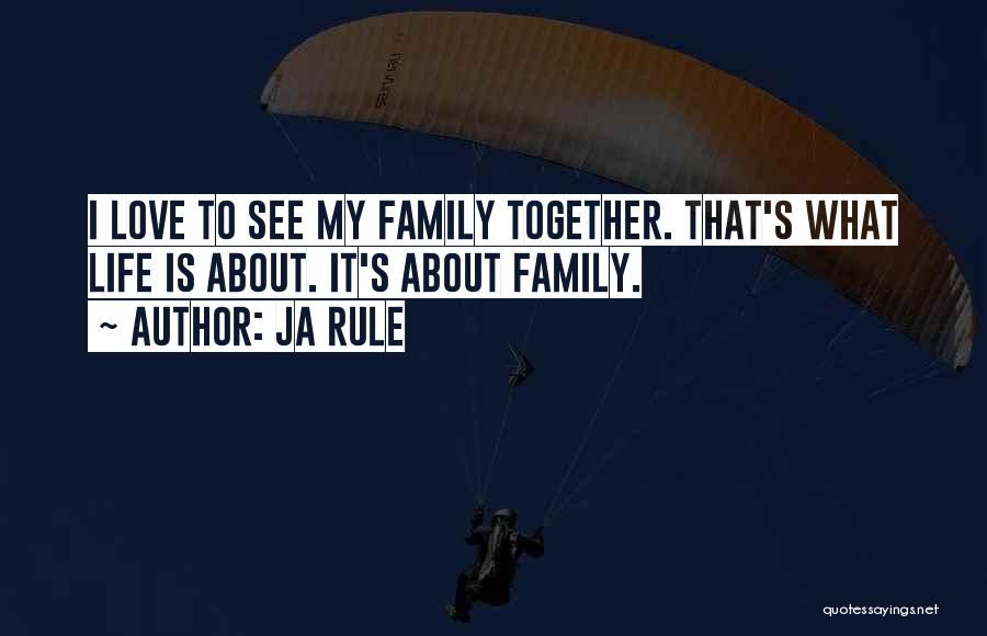 Ja Rule Quotes: I Love To See My Family Together. That's What Life Is About. It's About Family.