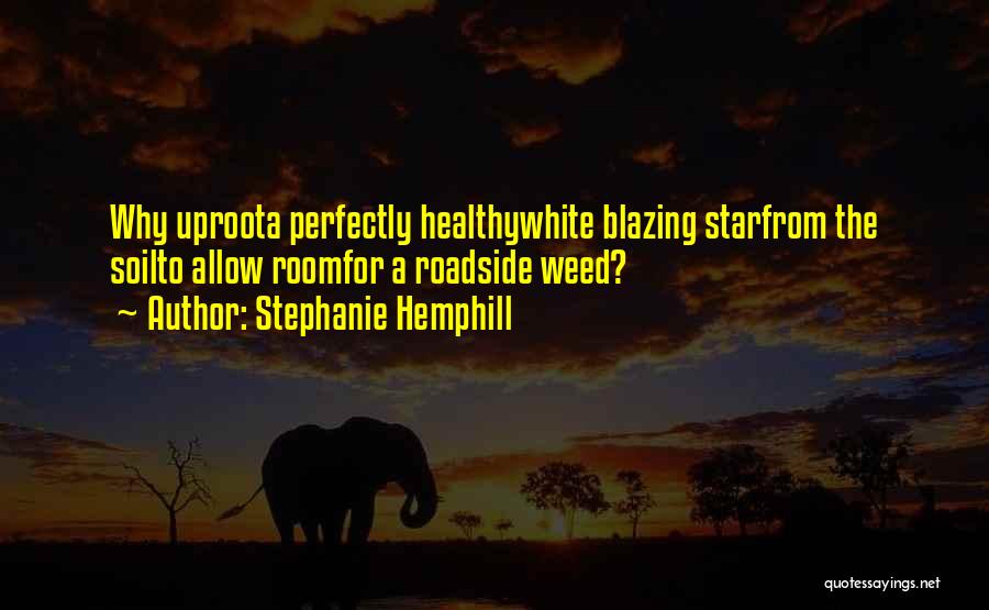 Stephanie Hemphill Quotes: Why Uproota Perfectly Healthywhite Blazing Starfrom The Soilto Allow Roomfor A Roadside Weed?