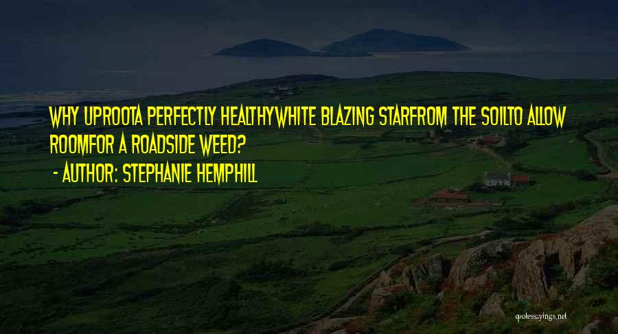 Stephanie Hemphill Quotes: Why Uproota Perfectly Healthywhite Blazing Starfrom The Soilto Allow Roomfor A Roadside Weed?
