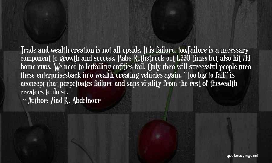 Ziad K. Abdelnour Quotes: Trade And Wealth Creation Is Not All Upside. It Is Failure, Too.failure Is A Necessary Component To Growth And Success.