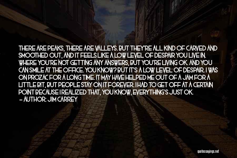 Jim Carrey Quotes: There Are Peaks, There Are Valleys. But They're All Kind Of Carved And Smoothed Out, And It Feels Like A