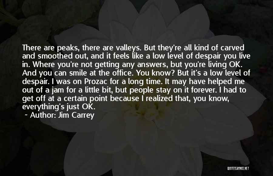 Jim Carrey Quotes: There Are Peaks, There Are Valleys. But They're All Kind Of Carved And Smoothed Out, And It Feels Like A