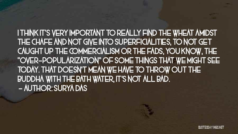 Surya Das Quotes: I Think It's Very Important To Really Find The Wheat Amidst The Chafe And Not Give Into Superficialities, To Not