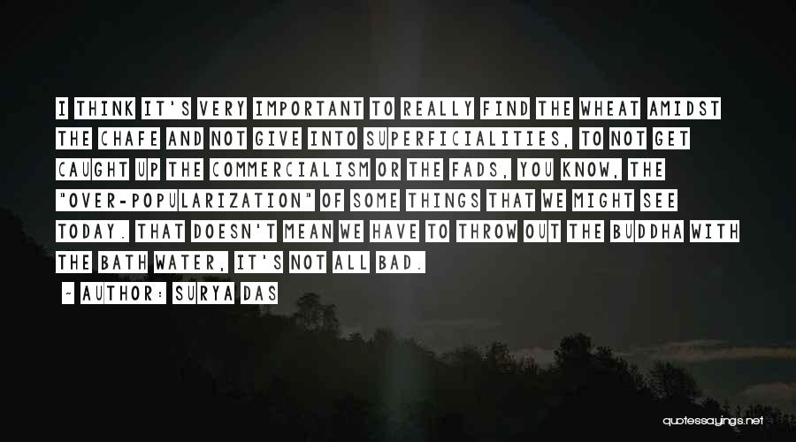 Surya Das Quotes: I Think It's Very Important To Really Find The Wheat Amidst The Chafe And Not Give Into Superficialities, To Not