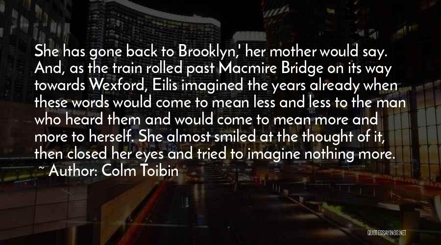 Colm Toibin Quotes: She Has Gone Back To Brooklyn,' Her Mother Would Say. And, As The Train Rolled Past Macmire Bridge On Its