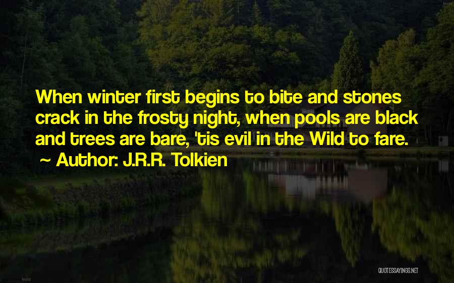 J.R.R. Tolkien Quotes: When Winter First Begins To Bite And Stones Crack In The Frosty Night, When Pools Are Black And Trees Are