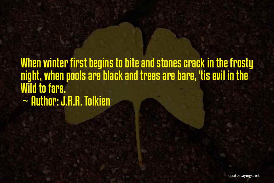 J.R.R. Tolkien Quotes: When Winter First Begins To Bite And Stones Crack In The Frosty Night, When Pools Are Black And Trees Are