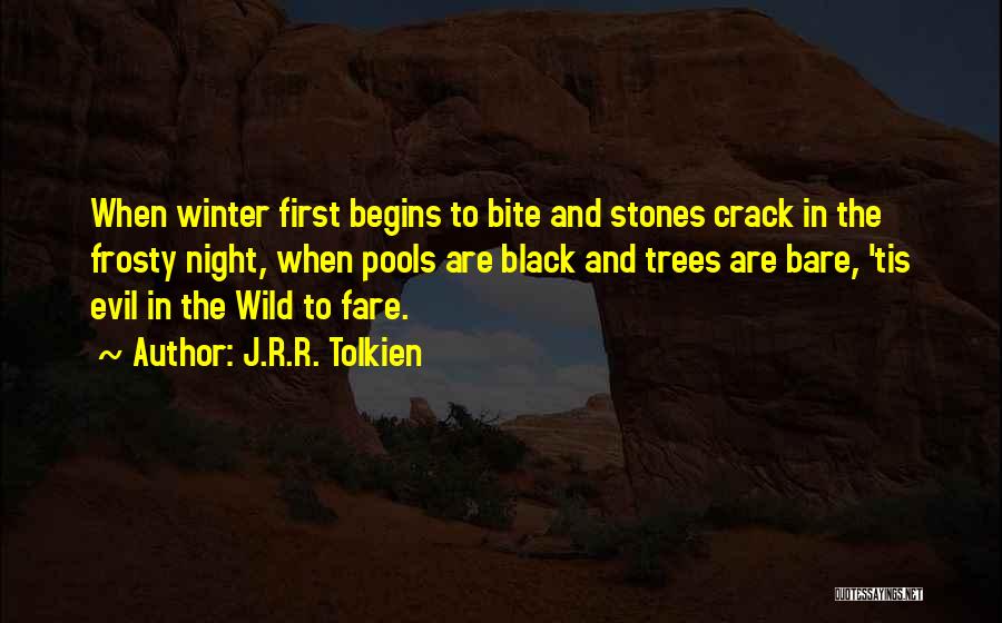 J.R.R. Tolkien Quotes: When Winter First Begins To Bite And Stones Crack In The Frosty Night, When Pools Are Black And Trees Are