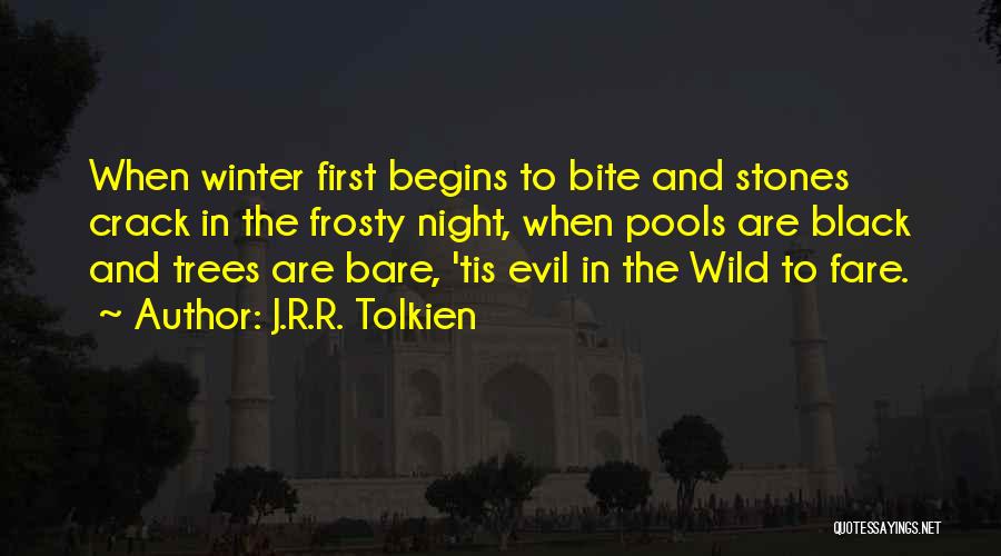 J.R.R. Tolkien Quotes: When Winter First Begins To Bite And Stones Crack In The Frosty Night, When Pools Are Black And Trees Are