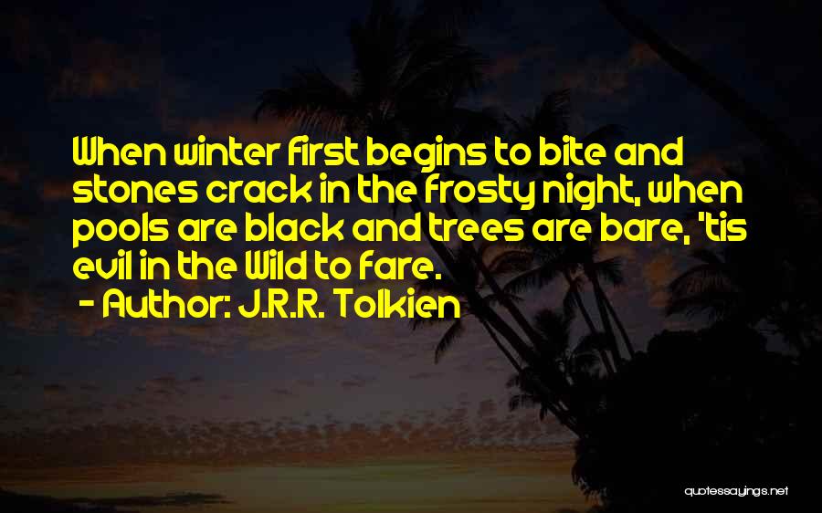 J.R.R. Tolkien Quotes: When Winter First Begins To Bite And Stones Crack In The Frosty Night, When Pools Are Black And Trees Are