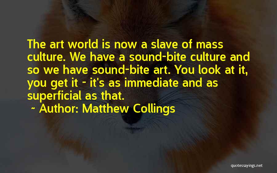 Matthew Collings Quotes: The Art World Is Now A Slave Of Mass Culture. We Have A Sound-bite Culture And So We Have Sound-bite