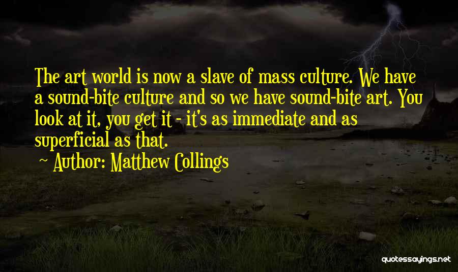 Matthew Collings Quotes: The Art World Is Now A Slave Of Mass Culture. We Have A Sound-bite Culture And So We Have Sound-bite