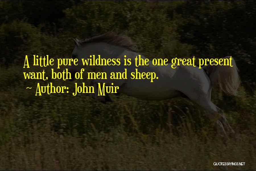 John Muir Quotes: A Little Pure Wildness Is The One Great Present Want, Both Of Men And Sheep.