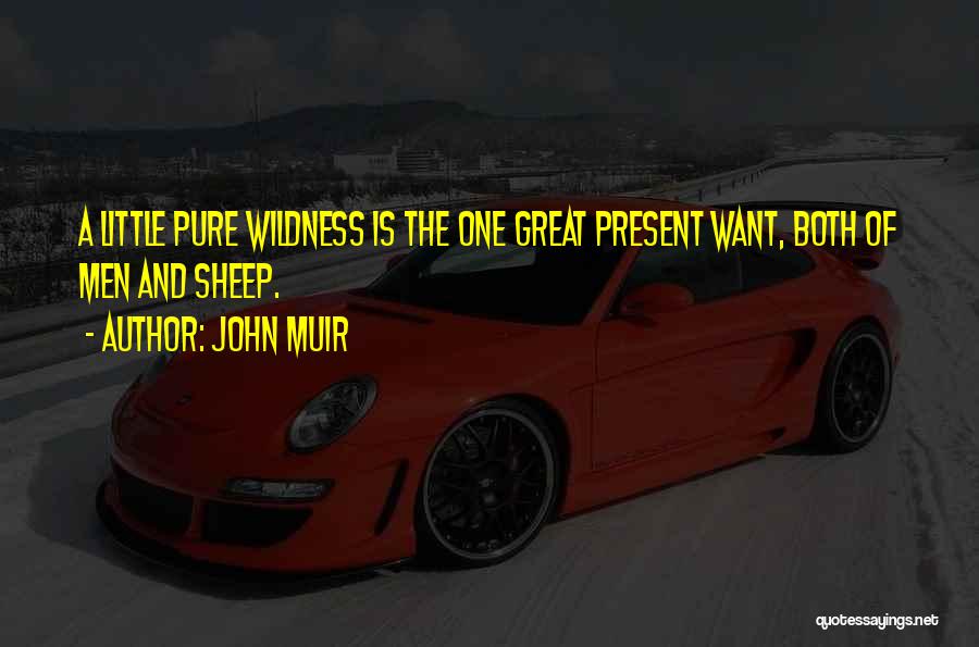 John Muir Quotes: A Little Pure Wildness Is The One Great Present Want, Both Of Men And Sheep.