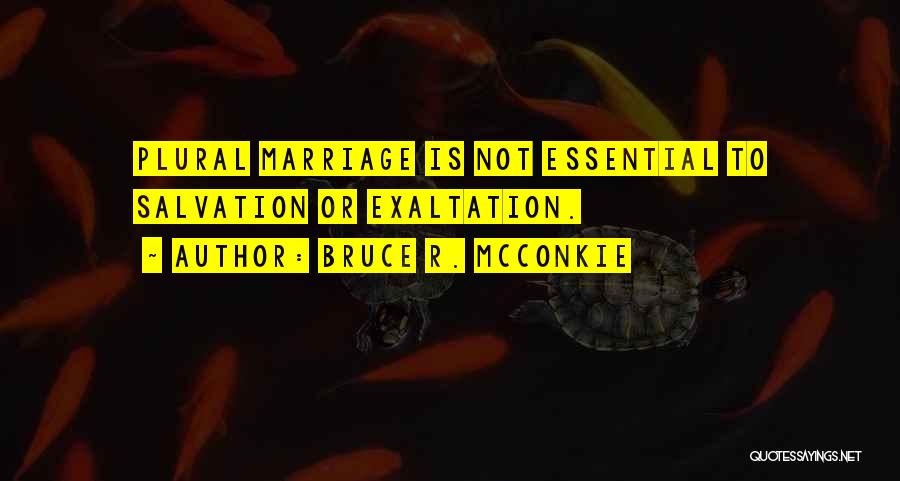 Bruce R. McConkie Quotes: Plural Marriage Is Not Essential To Salvation Or Exaltation.