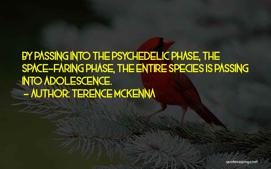 Terence McKenna Quotes: By Passing Into The Psychedelic Phase, The Space-faring Phase, The Entire Species Is Passing Into Adolescence.