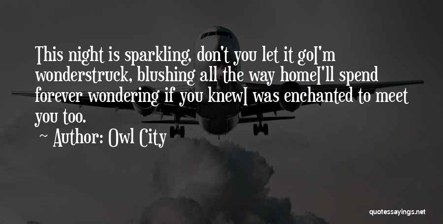 Owl City Quotes: This Night Is Sparkling, Don't You Let It Goi'm Wonderstruck, Blushing All The Way Homei'll Spend Forever Wondering If You