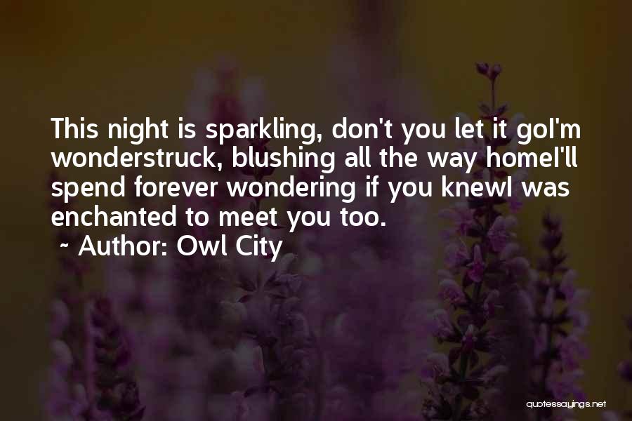 Owl City Quotes: This Night Is Sparkling, Don't You Let It Goi'm Wonderstruck, Blushing All The Way Homei'll Spend Forever Wondering If You