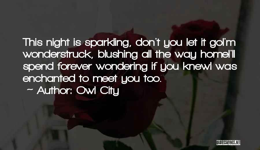Owl City Quotes: This Night Is Sparkling, Don't You Let It Goi'm Wonderstruck, Blushing All The Way Homei'll Spend Forever Wondering If You