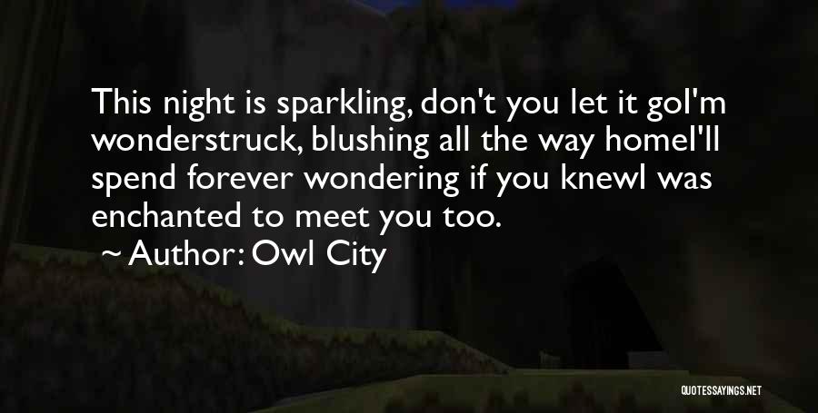 Owl City Quotes: This Night Is Sparkling, Don't You Let It Goi'm Wonderstruck, Blushing All The Way Homei'll Spend Forever Wondering If You