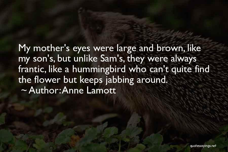 Anne Lamott Quotes: My Mother's Eyes Were Large And Brown, Like My Son's, But Unlike Sam's, They Were Always Frantic, Like A Hummingbird