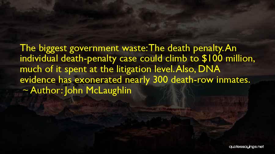 John McLaughlin Quotes: The Biggest Government Waste: The Death Penalty. An Individual Death-penalty Case Could Climb To $100 Million, Much Of It Spent