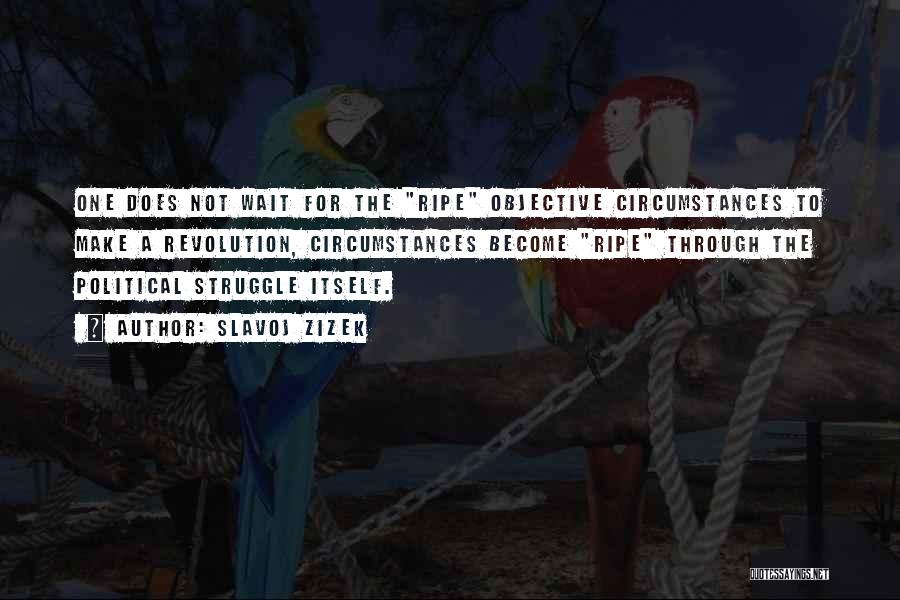 Slavoj Zizek Quotes: One Does Not Wait For The Ripe Objective Circumstances To Make A Revolution, Circumstances Become Ripe Through The Political Struggle