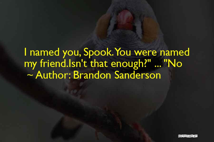 Brandon Sanderson Quotes: I Named You, Spook. You Were Named My Friend.isn't That Enough? ... No