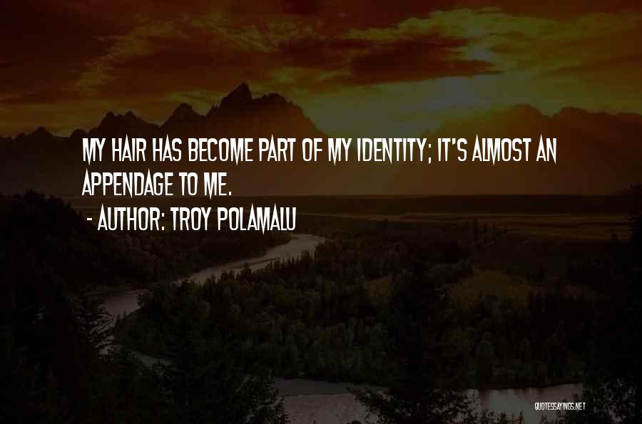 Troy Polamalu Quotes: My Hair Has Become Part Of My Identity; It's Almost An Appendage To Me.