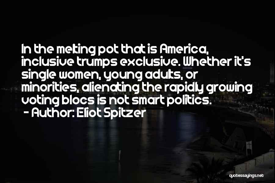 Eliot Spitzer Quotes: In The Melting Pot That Is America, Inclusive Trumps Exclusive. Whether It's Single Women, Young Adults, Or Minorities, Alienating The