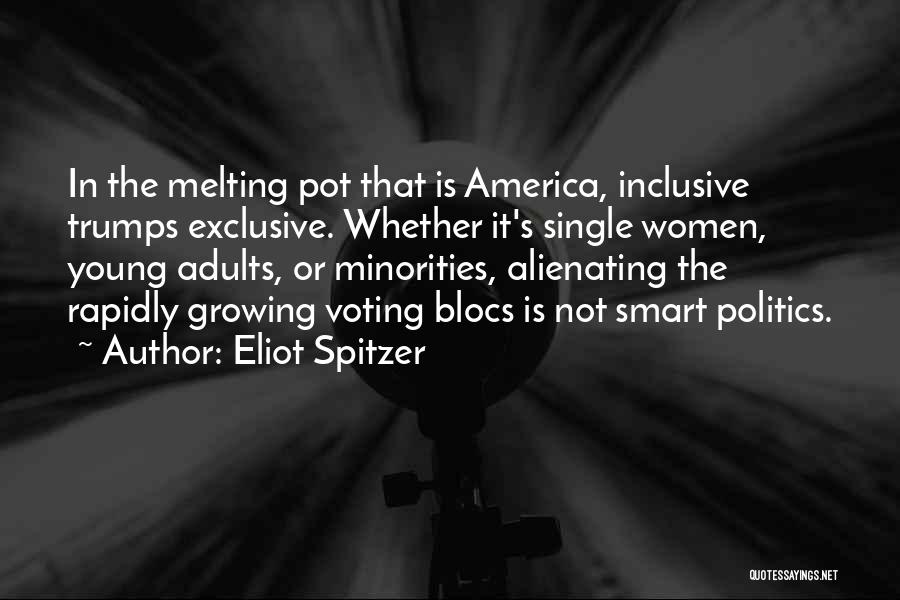 Eliot Spitzer Quotes: In The Melting Pot That Is America, Inclusive Trumps Exclusive. Whether It's Single Women, Young Adults, Or Minorities, Alienating The