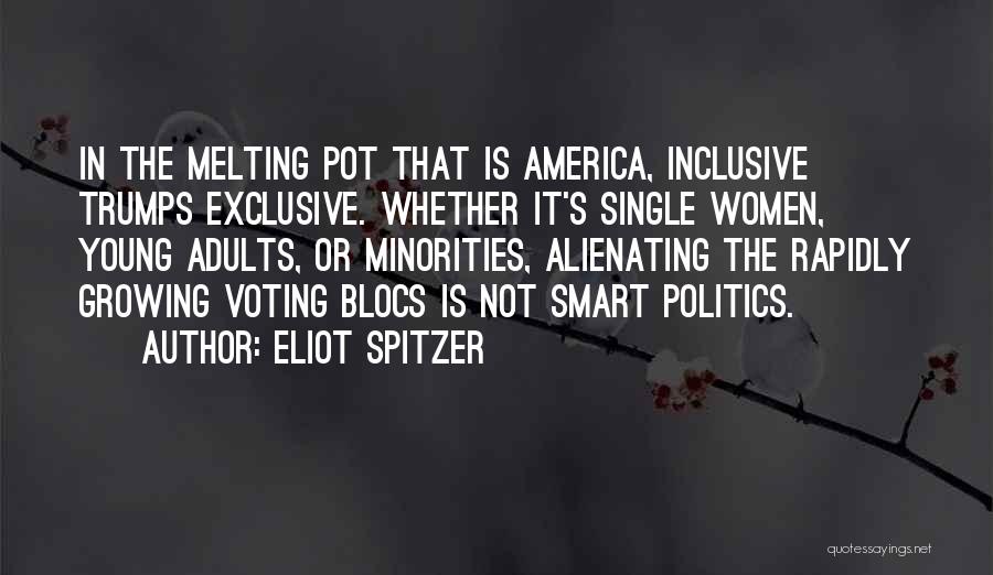 Eliot Spitzer Quotes: In The Melting Pot That Is America, Inclusive Trumps Exclusive. Whether It's Single Women, Young Adults, Or Minorities, Alienating The