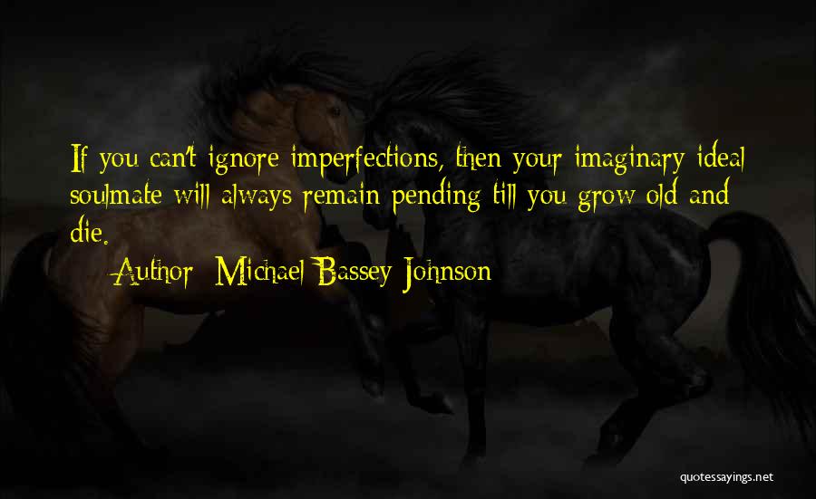 Michael Bassey Johnson Quotes: If You Can't Ignore Imperfections, Then Your Imaginary Ideal Soulmate Will Always Remain Pending Till You Grow Old And Die.