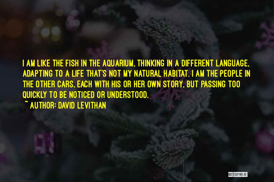 David Levithan Quotes: I Am Like The Fish In The Aquarium, Thinking In A Different Language, Adapting To A Life That's Not My