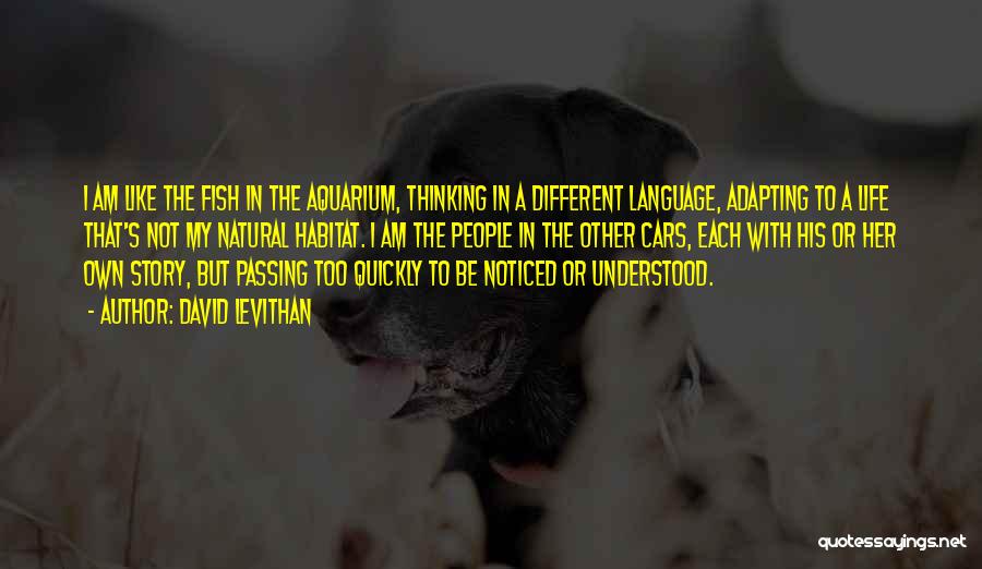 David Levithan Quotes: I Am Like The Fish In The Aquarium, Thinking In A Different Language, Adapting To A Life That's Not My