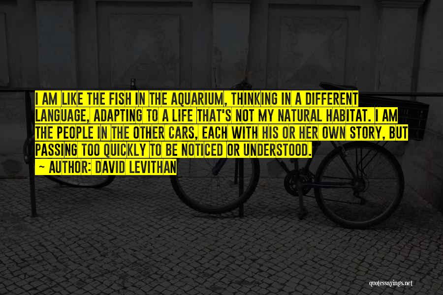 David Levithan Quotes: I Am Like The Fish In The Aquarium, Thinking In A Different Language, Adapting To A Life That's Not My