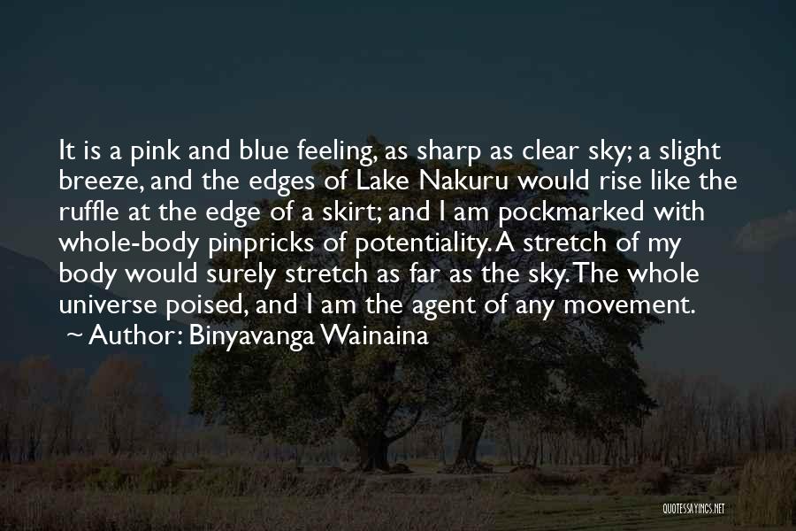 Binyavanga Wainaina Quotes: It Is A Pink And Blue Feeling, As Sharp As Clear Sky; A Slight Breeze, And The Edges Of Lake