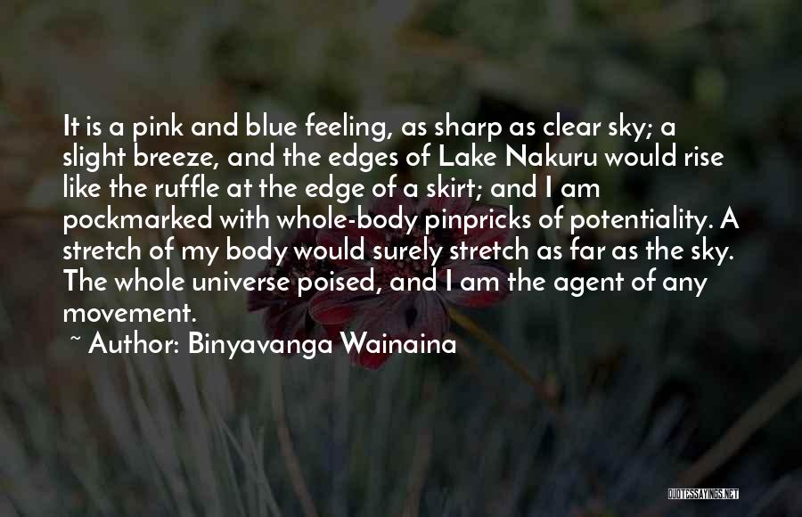 Binyavanga Wainaina Quotes: It Is A Pink And Blue Feeling, As Sharp As Clear Sky; A Slight Breeze, And The Edges Of Lake