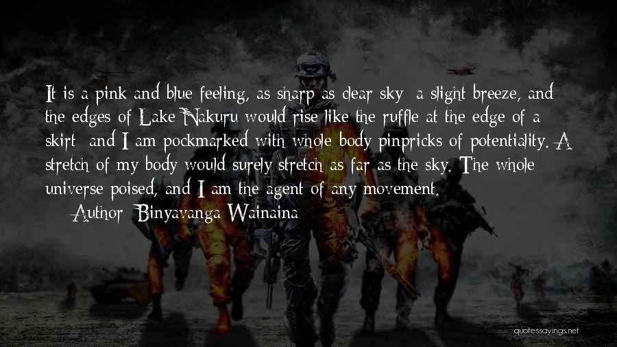 Binyavanga Wainaina Quotes: It Is A Pink And Blue Feeling, As Sharp As Clear Sky; A Slight Breeze, And The Edges Of Lake