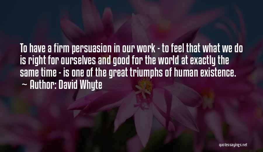 David Whyte Quotes: To Have A Firm Persuasion In Our Work - To Feel That What We Do Is Right For Ourselves And